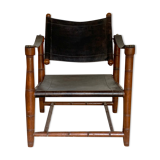 Safari armchair 1940 in brown leather