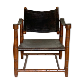 Safari armchair 1940 in brown leather