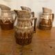 Set of 3 Barrel-Shaped Pitchers in the RÉVOL Style, Vintage Flamed Ceramic
