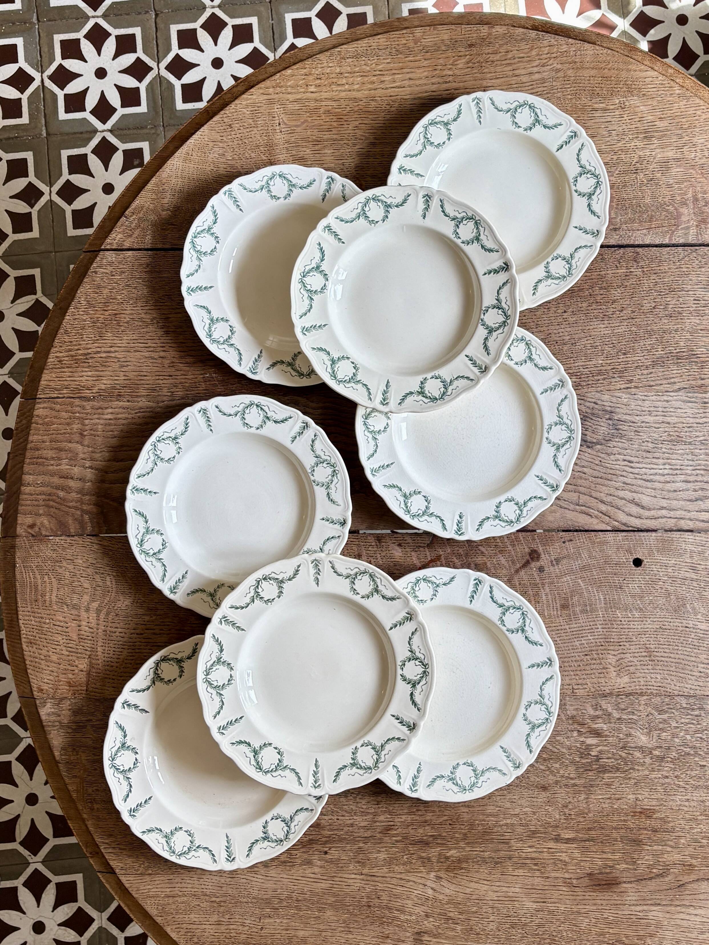 Set of 8 antique deep plates in ironstone, Villey de Longch.