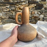 Wooden vase, brutalist, wabi-sabi, vintage craftsmanship.