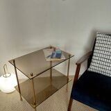 Modernist brass and smoked glass table - 1970s gallery style.