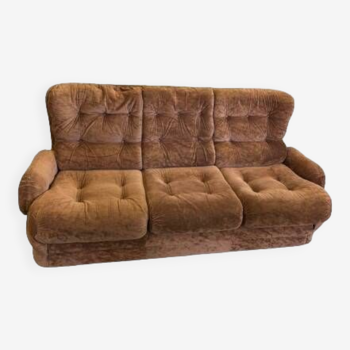 Brown velvet sofa, space age 70s
