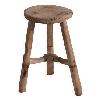 Tabouret rond ancien de style wabi sabi (c.1900) #27