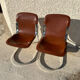 Pair of leather and chromed metal chairs year 70