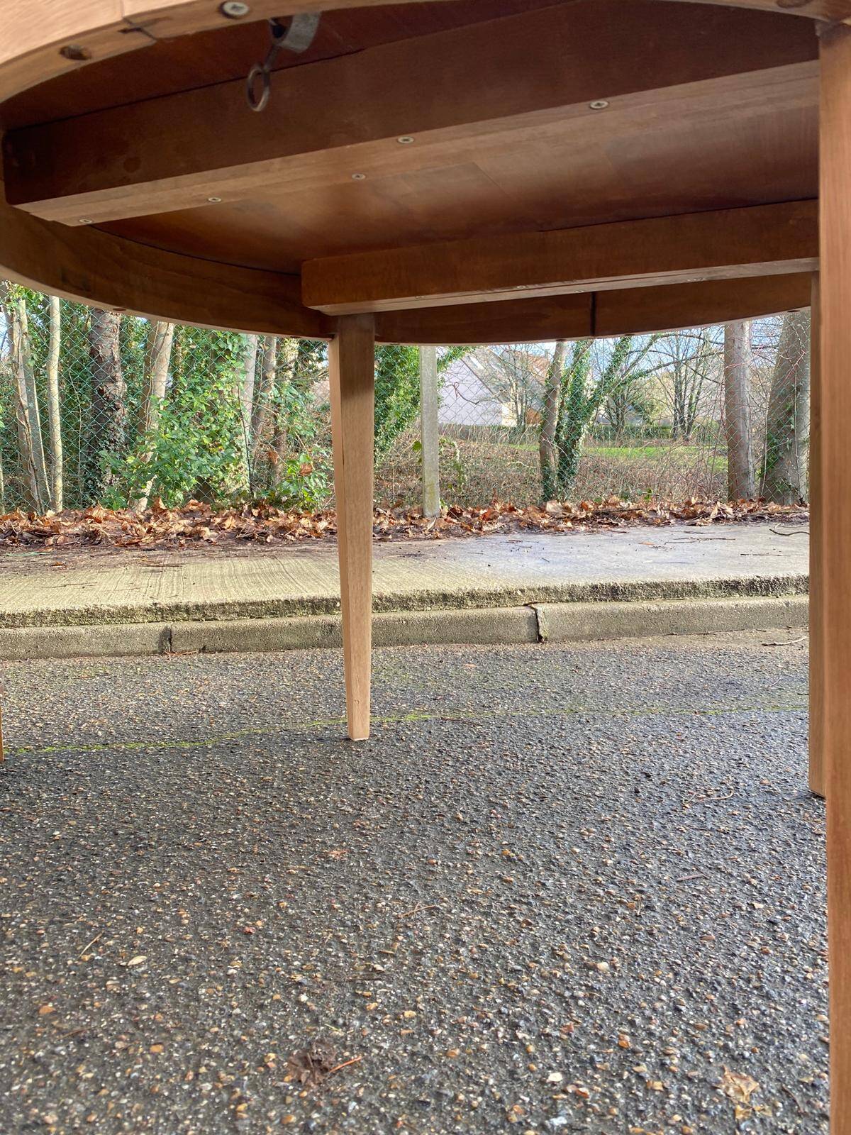 Table à manger scandinave extensible rénovée en chêne 110cm du XXème