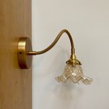 Wall lamp flexible cable tulip vintage amber glass