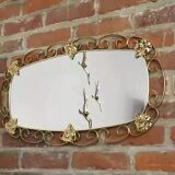 Miroir ovale années 50 en laiton - 38x69cm