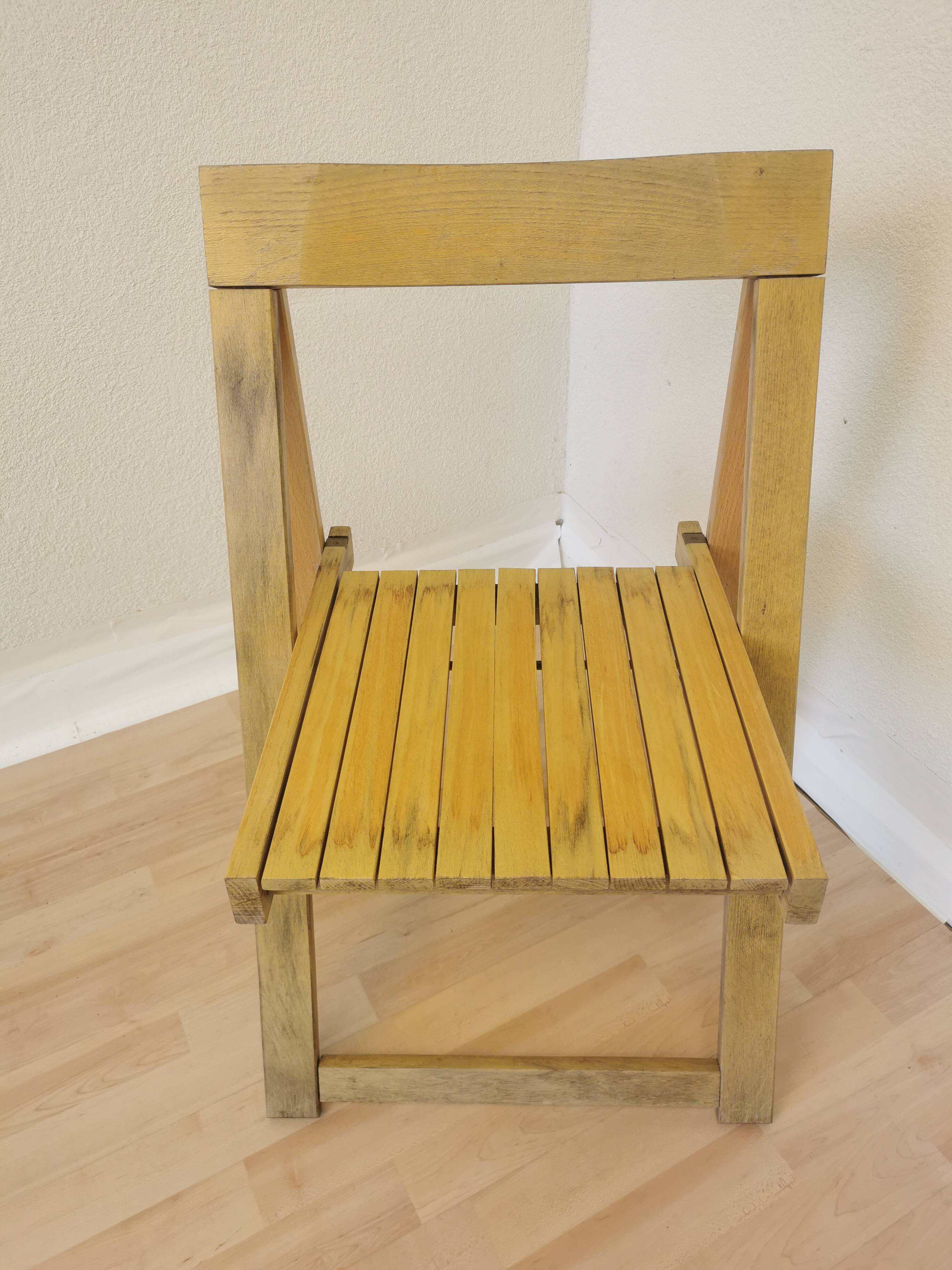 Vintage Aldo Jacober Folding Wooden Chair: Mid-Century Trieste Stool