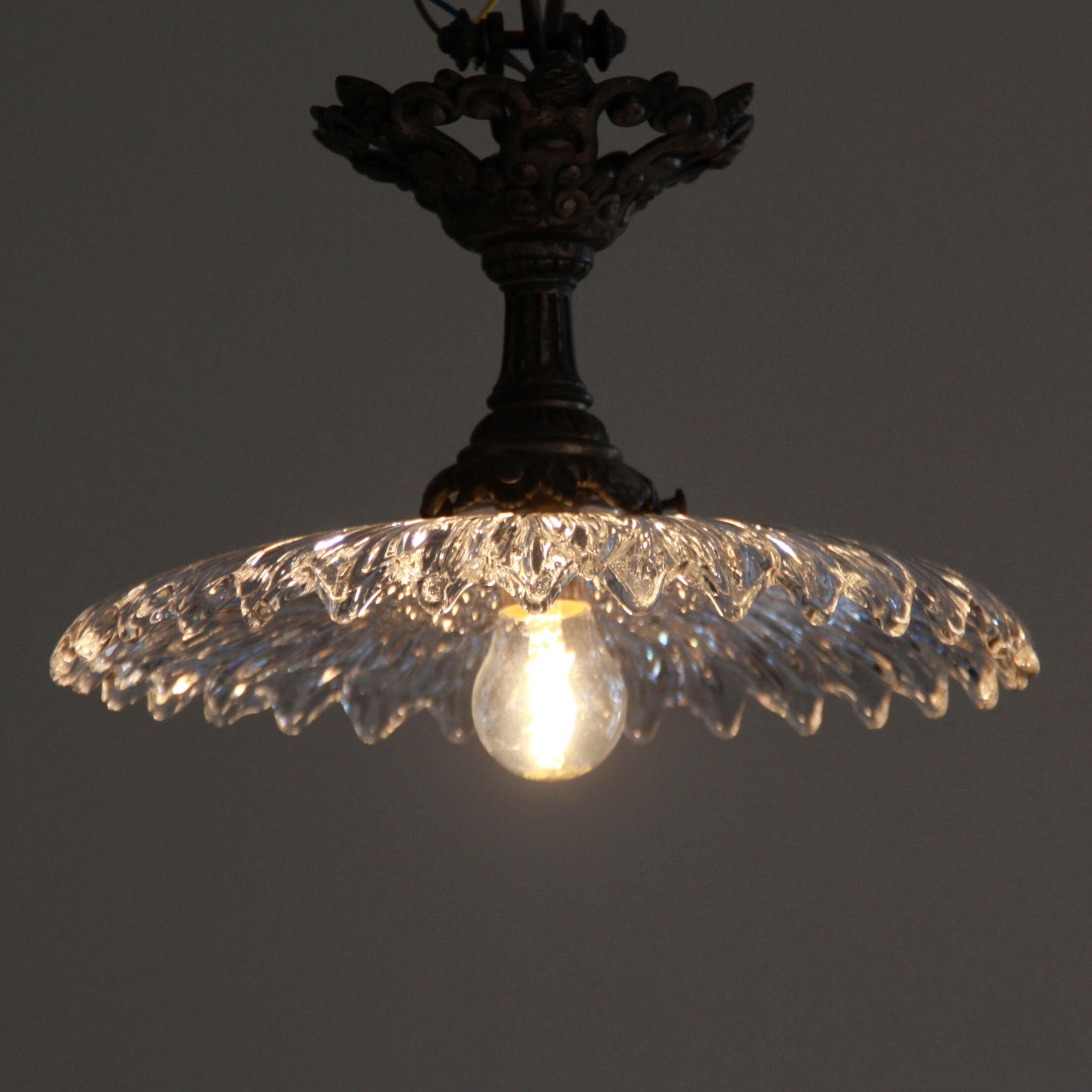 Ceiling lamp suspension crystal and bronze lamp luminaire glass flower