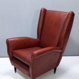 Skai Wingback Armchair Attr. to Mod. 512 attr. to Gio Ponti Produced by ISA