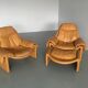Set of 2 chairs P60 with ottoman by Vittorio Introini for Saporiti 1960