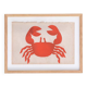 Collage on old paper, illustration of a red crab signed Eawy