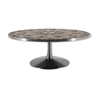 Round Tile-Top coffee table by Lilly Just Lichtenberg for Poul Cadovius