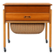 1960s 1970s Teak Sewing Box Sewing Table Utensil Holder with Basket