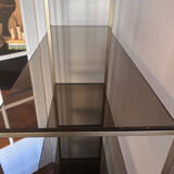 Vintage Ligne Roset Smoked Glass & Metal Shelving Unit (1980s) moo