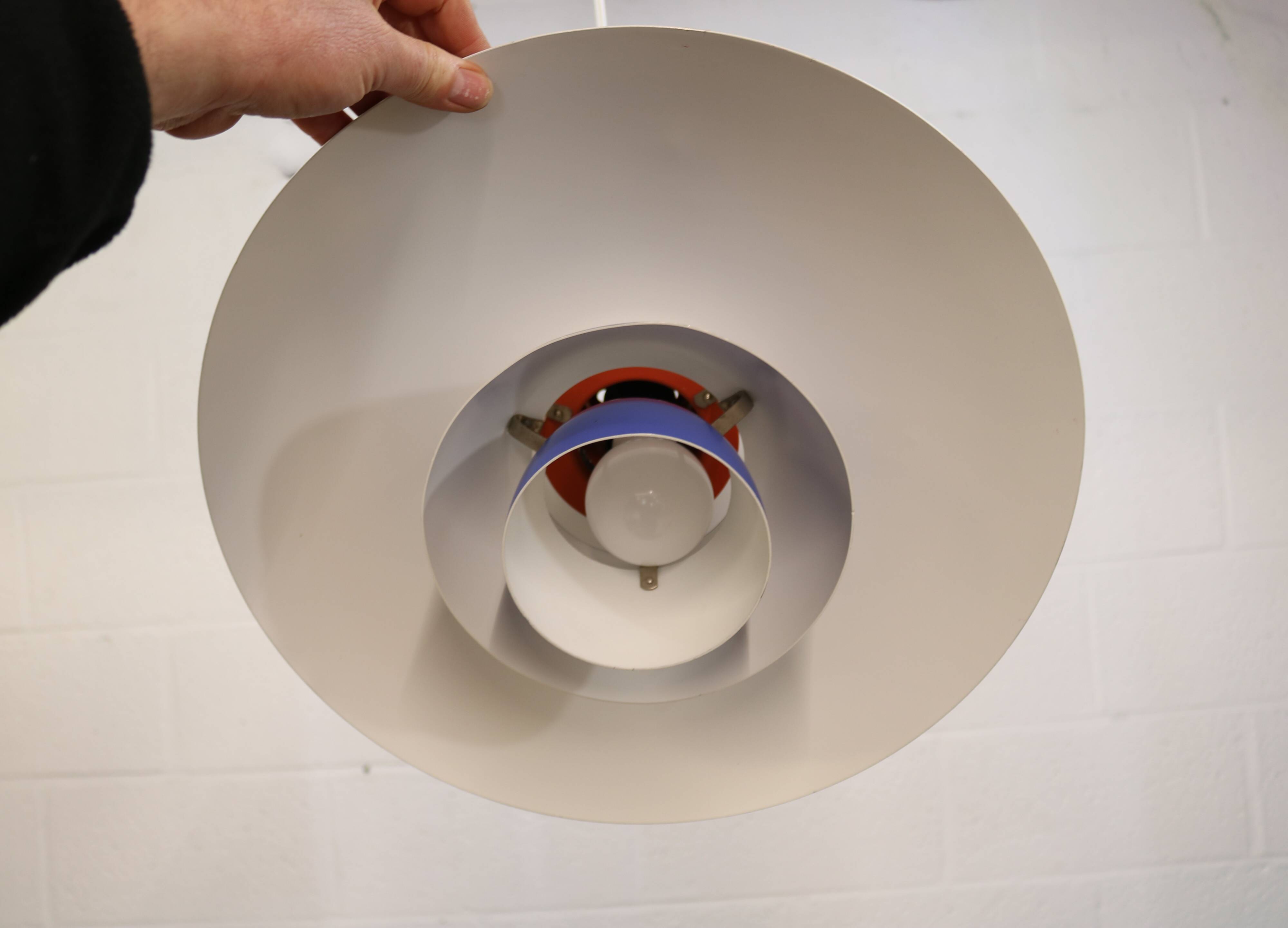 Blue Louis Poulsen PH 4/3 Pendant Lamp: 1970s Scandinavian Design