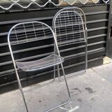 Paire de chaises pliantes en filet "aland" Niels Gammelgaard (?), chrome, 1970