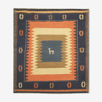 Vintage persian handwoven wool qashqai rug- 140x144cm