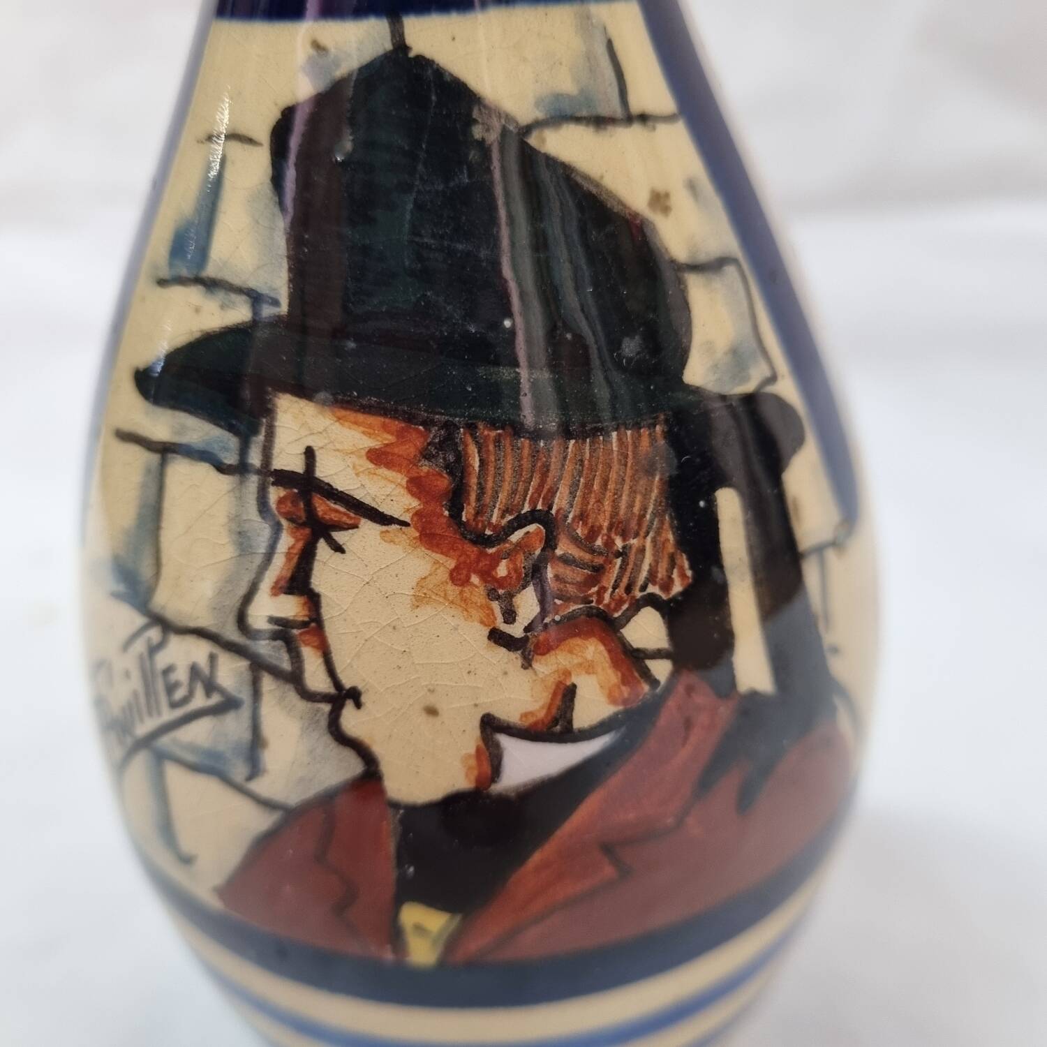 P.Fouillen vase, Henriot Quimper ceramic 1920