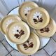 Set of 6 plates in sandstone flowers hand painted 70s