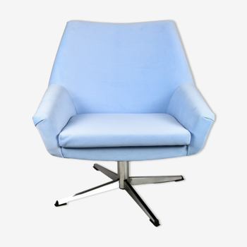 Light Blue Swivel Chair 1980s