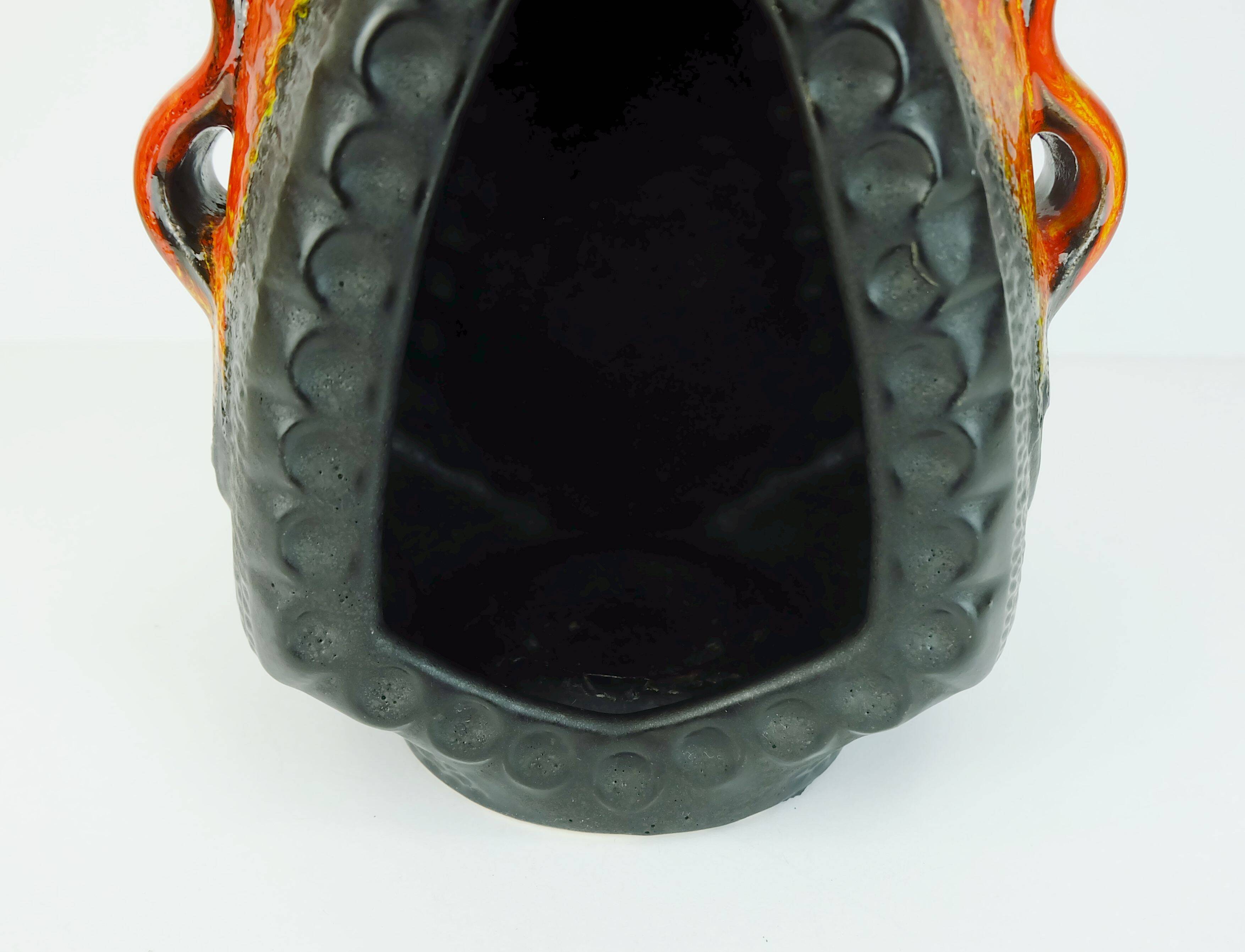 exceptional CANDLE HOLDER bay ceramic model no. 319 25 orange and black