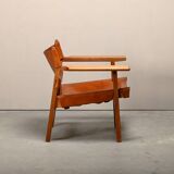 Børge Mogensen Spanish Chair in Cognac Leather and Oak for Fredericia, 1967