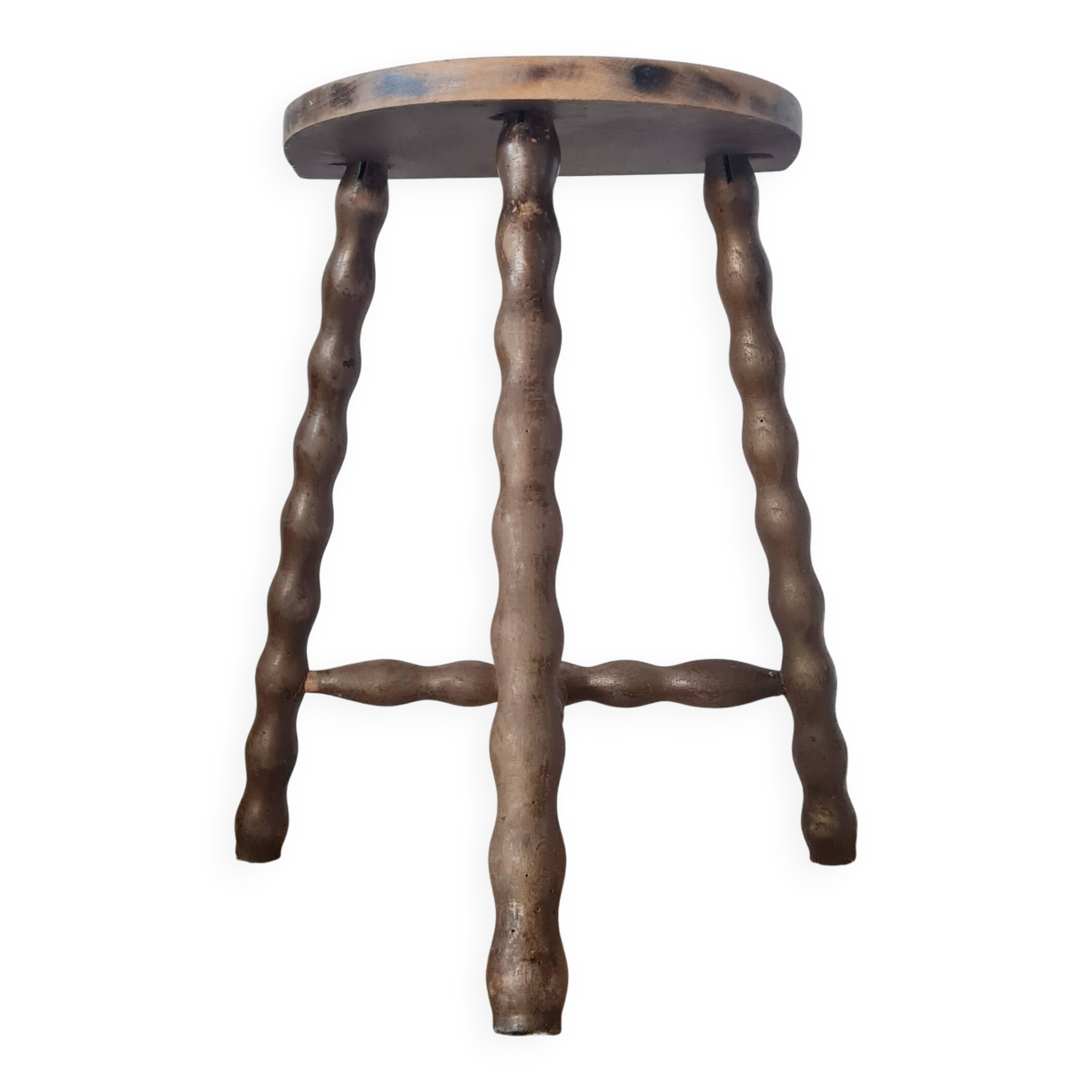 Antique wooden tripod stool - turned legs