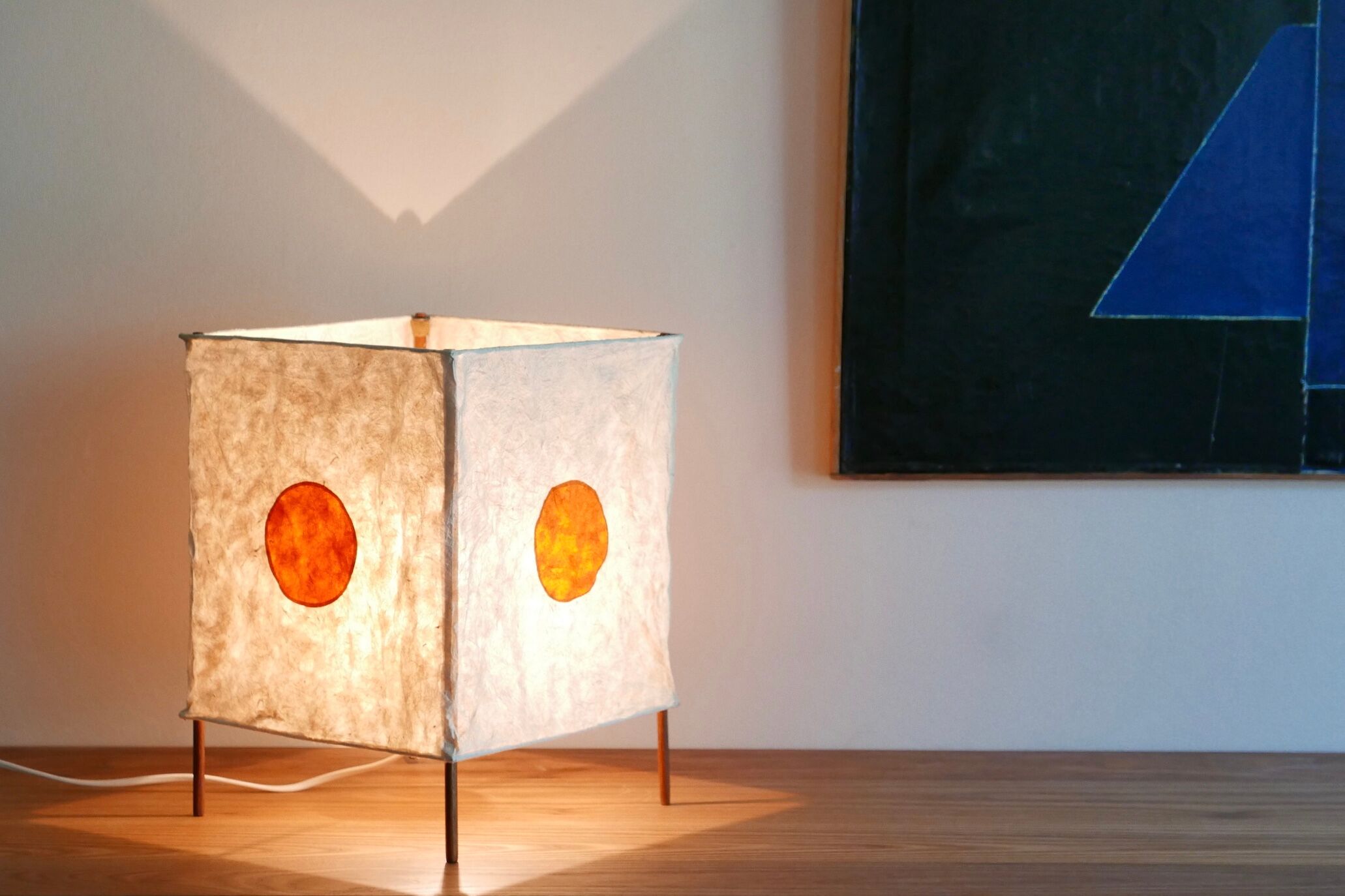 Lamp square rice paper, orange round, 70 years