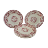 Gien ceramic flat plates. Collection "Bouquets de roses"