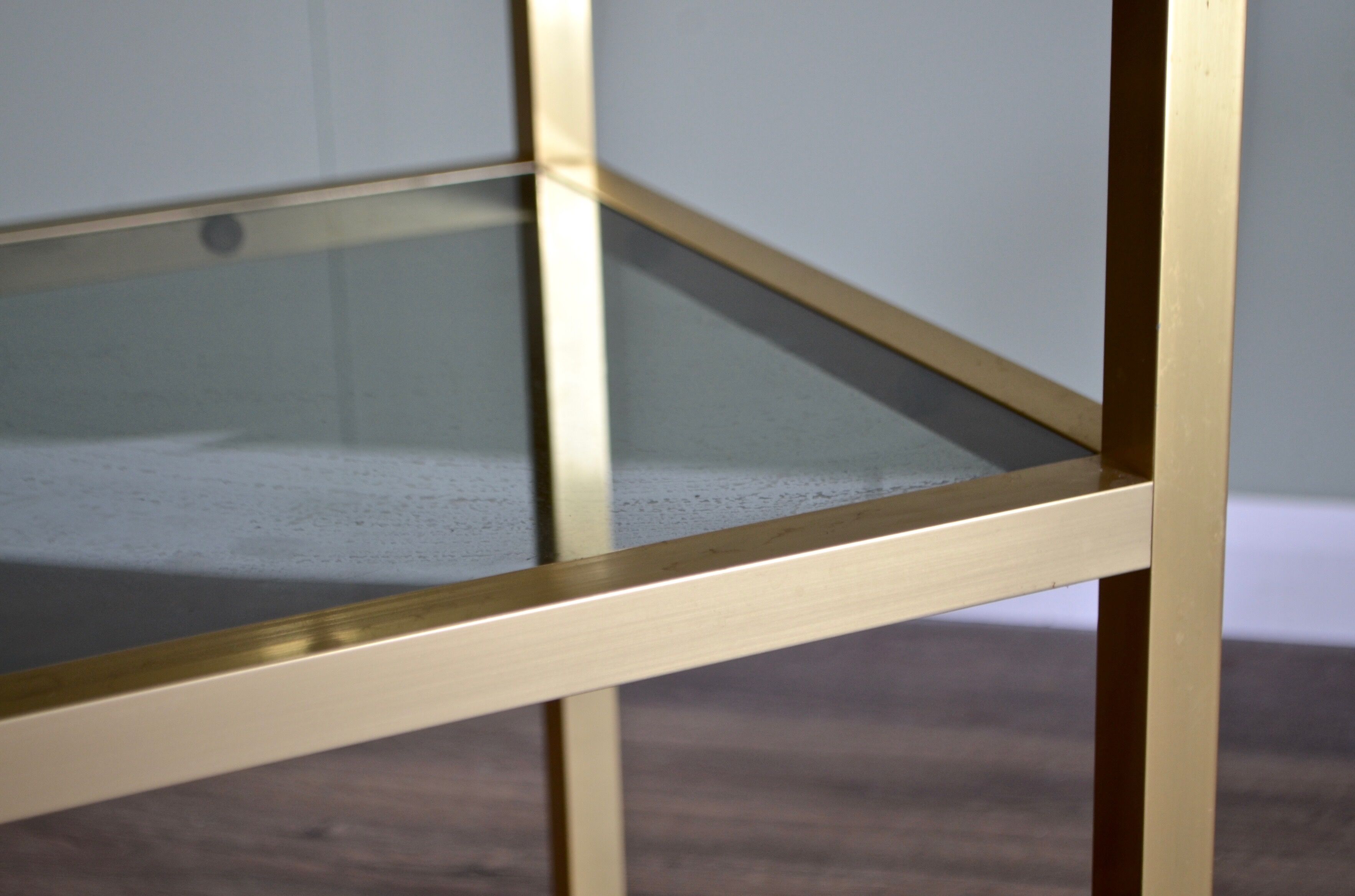 Italian brass and smoked glass console from the 1970