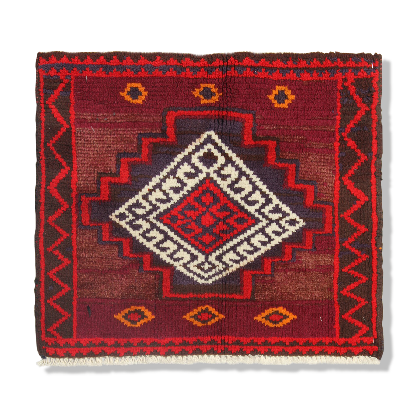 Persian lori rug handwoven red wool area 56x60cm