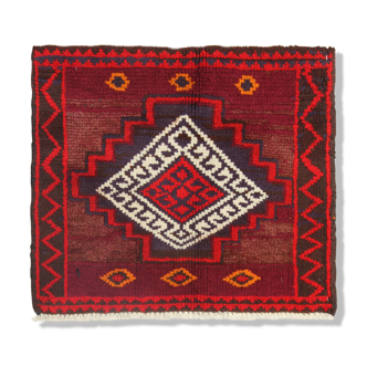 Persian lori rug handwoven red wool area 56x60cm