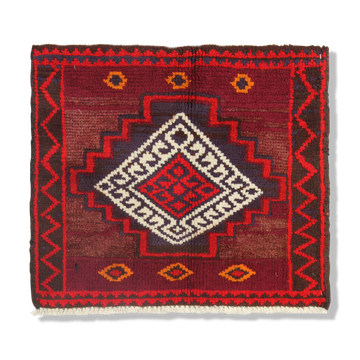 Persian lori rug handwoven red wool area 56x60cm