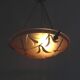 French Art Deco Glass Pendant Light with Chain Suspension, Degue, 1920s - 1930s