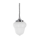 Ornate moulded art deco opaline pendant lamp