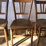 Set of 5 beech wood bistro chairs from the 1950s