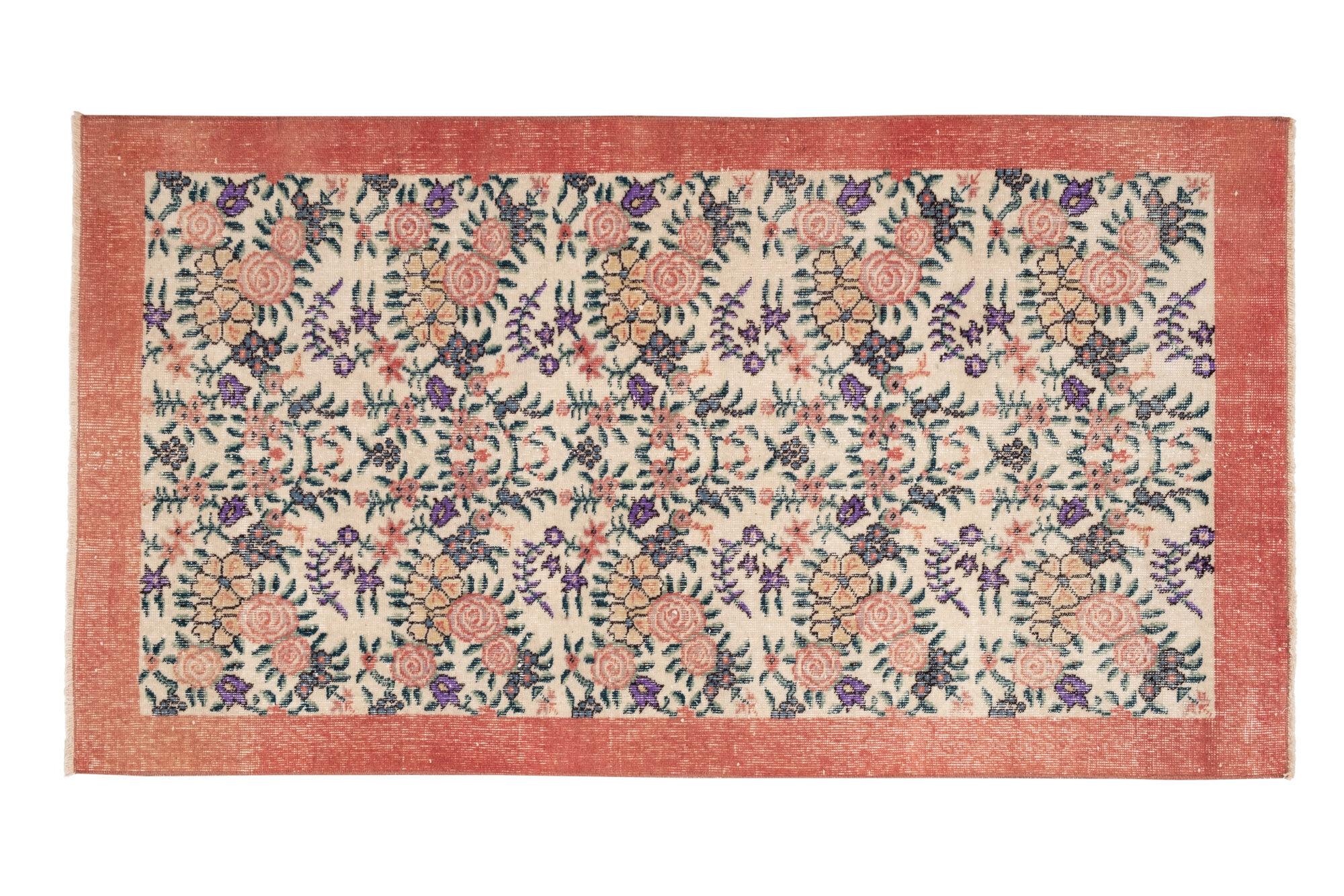 Vintage Turkish Sparta Floral Rug, 1970s