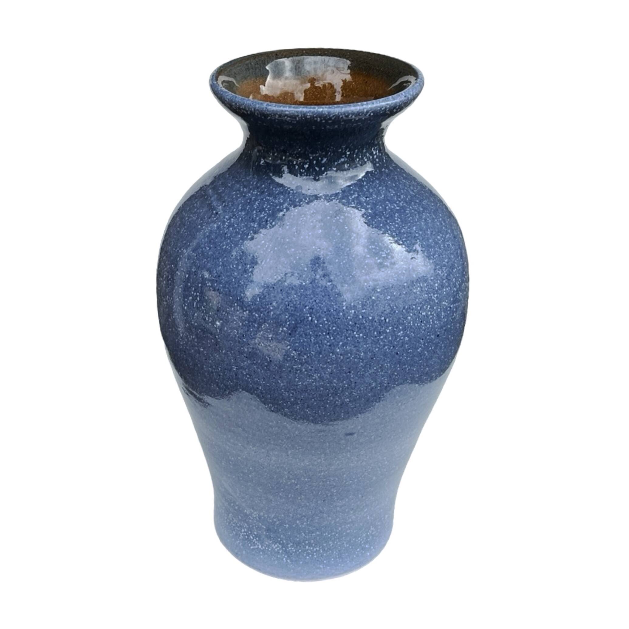 Vintage blue ceramic vase – reactive glaze, Germany, 1960s/1970s.