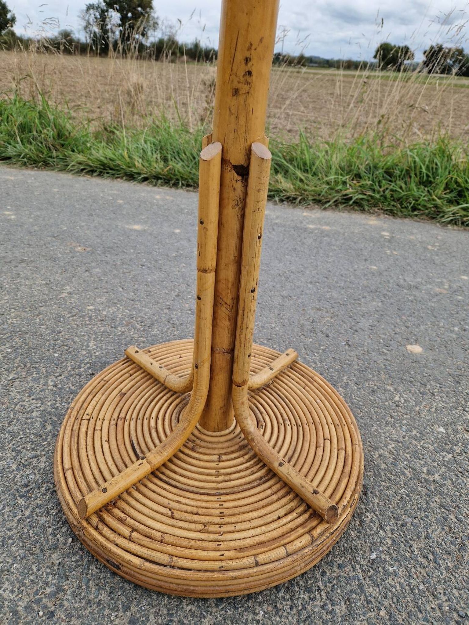 Vintage rattan parrot coat rack