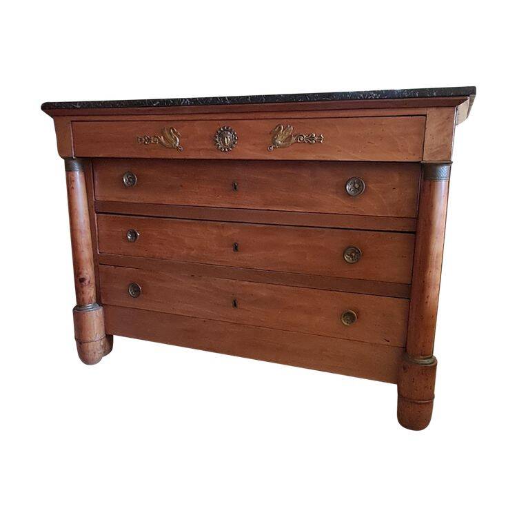 Commode style Empire en noyer blond