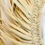 Round straw mirror with fringe, 80cm