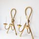 Pair of large gilded brass Noeud wall lights