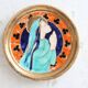 Round prayer plaque to hang, religious wall decoration, handmade enamel frame, 16 cm.