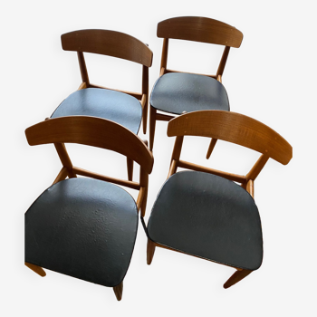 4 chaises vintage par WH Klein vers 1960.