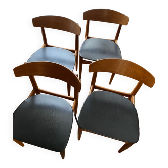 4 chaises vintage par WH Klein vers 1960.