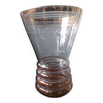 Vase vintage des années 70 en verre ciselé