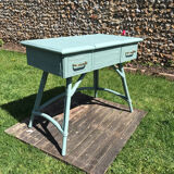 Vintage rattan desk 1950 color green