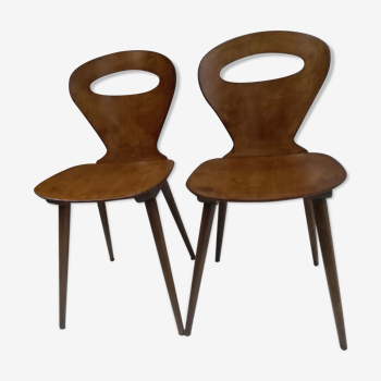 Paire de chaises bistrot Baumann fourmi 1960